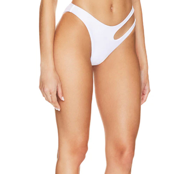Superdown White Cut Out Bikini Bottom XL Cheeky V High Cut Misty Revolve $48 NEW - Picture 2 of 7